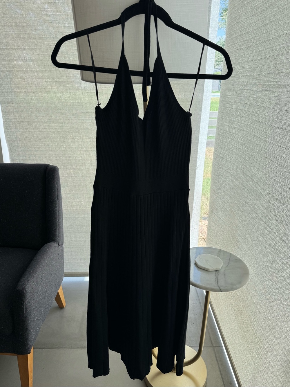 a new day Black Halter Ribbed Midi Dress